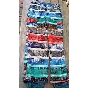 Burton Ski Snowboard Snow Pants Mens Large Shawn White Patchwork Design Colorful